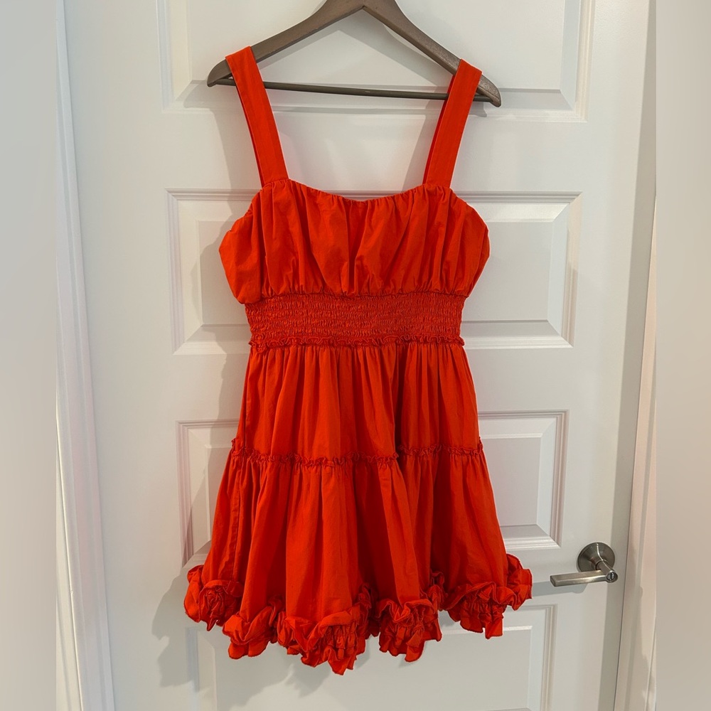 Jason Wu Ruffle Mini Dress Orange Red Size 12